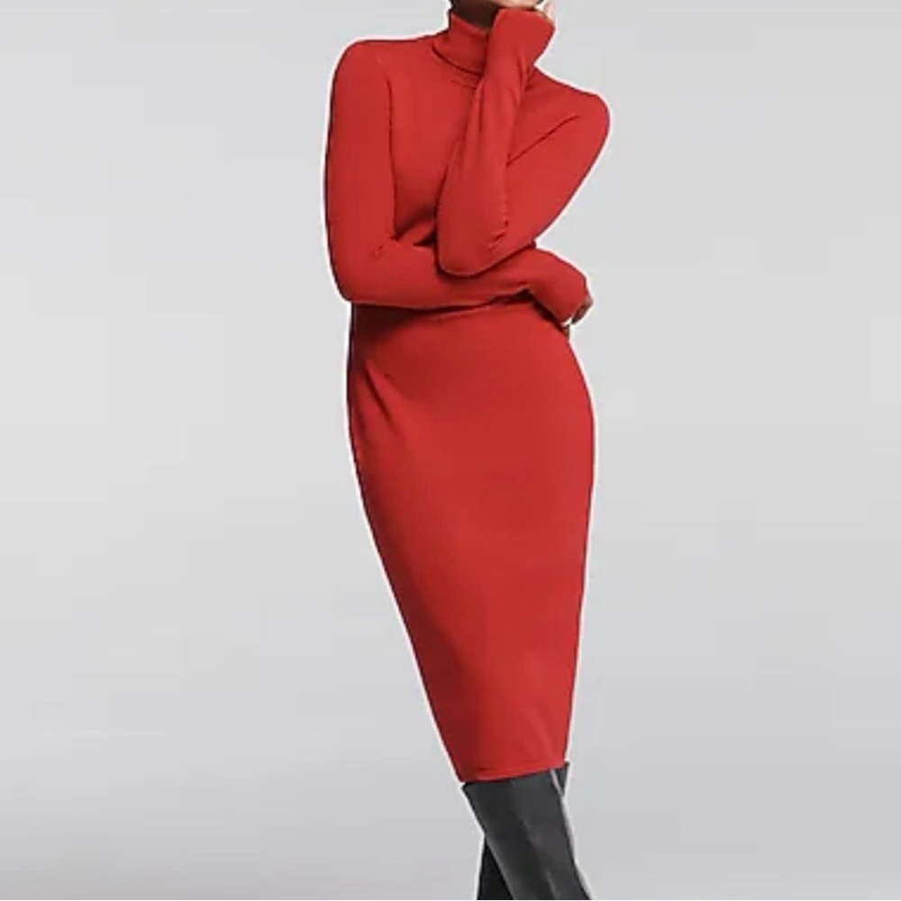 Express Red Midi Sweater Dress Worn
